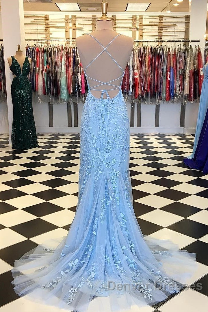 Purple/Blue Mermaid Backless Lace Prom Dress, Purple/Blue Mermaid Backless Lace Formal Graduation Evening Dreses Secondary image
