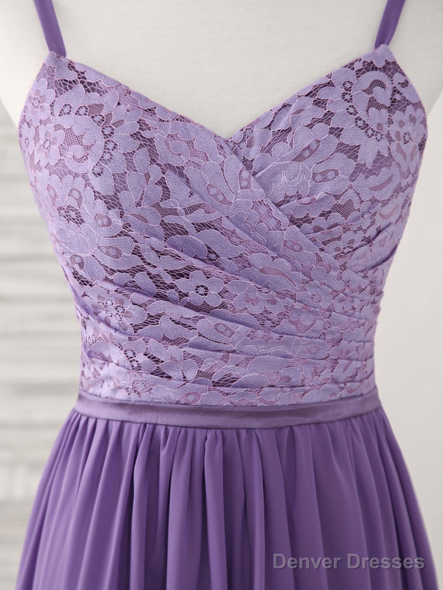 Purple Lace Chiffon Long Prom Dress Purple Bridesmaid Dress