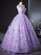 Purple Lovely Long Lace Sweet 16 Dress, Purple Lace Prom Dress Party Dress
