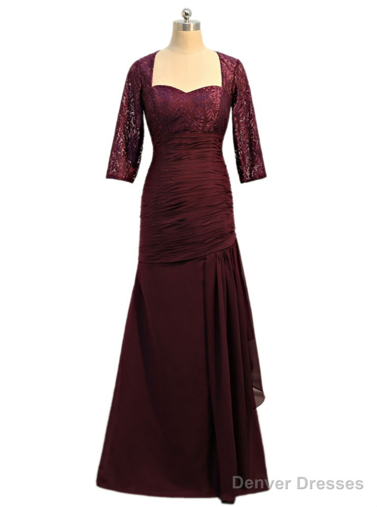 Purple Mermaid 3/4 Sleeves Chiffon Lace Mother Of The Bride Dresses Main image