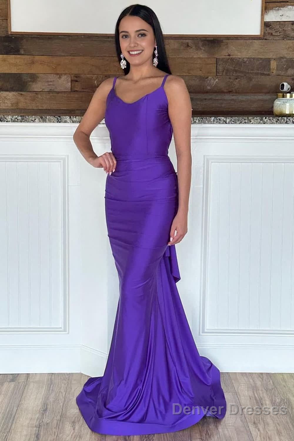 Purple Mermaid Long Prom Dress with Ruffles Main image