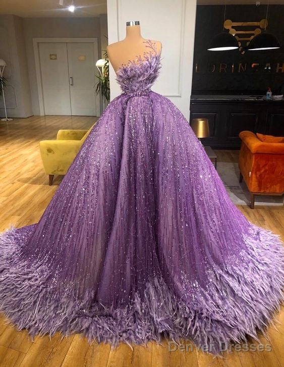 Purple Prom Dresses, Sparkly Prom Dress, Ball Gown Prom Dresses, Vestido De Fiesta, Feather Prom Dresses, Vestido De Longo, Elegant Prom Dresses, Prom Ball Gown, Main image