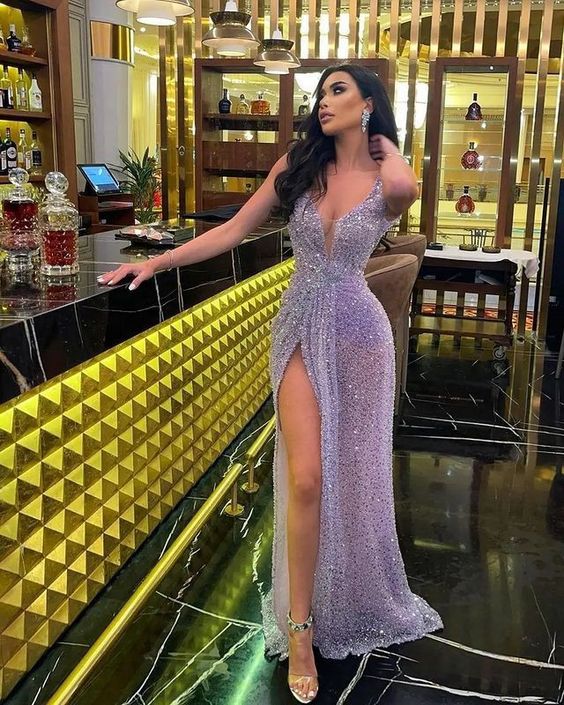 Purple Prom Gown,Long Sequin Prom Dress, Prom Party Dress Main image