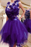 Purple Ruffles Homecoming Dress With 3D Flowers
