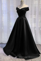 Purple Satin Off Shoulder Long Prom Dress,A-line Simple Women Formal Dress