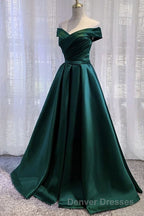 Purple Satin Off Shoulder Long Prom Dress,A-line Simple Women Formal Dress