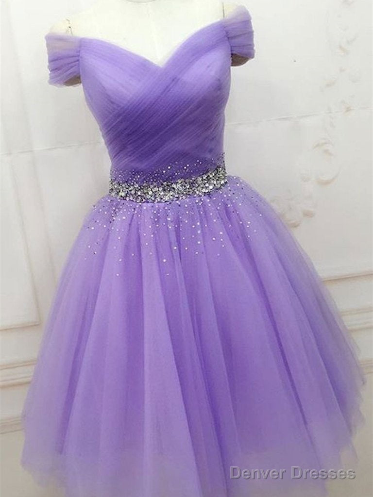 Purple Sequins Off Shoulder Fashionable Party Dress, Short Prom Dress Homecoming Dress Secondary image