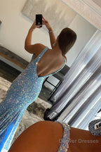 Purple Sequins Prom Dress