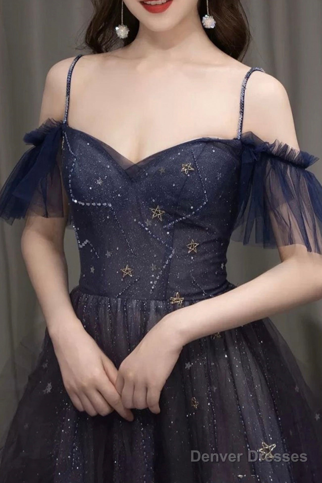 Purple Spaghetti Strap Gradient Tulle Long Prom Dress, A-Line Evening Party Dress Secondary image