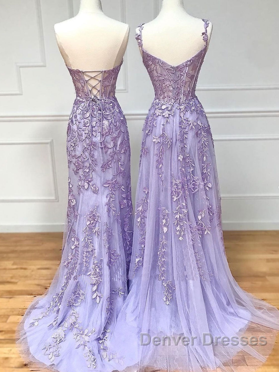 Purple sweetheart neck lace long prom Dress, lace formal graduation Dress