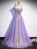 Purple Sweetheart Neck Long Prom Dress Purple Formal Party Dress