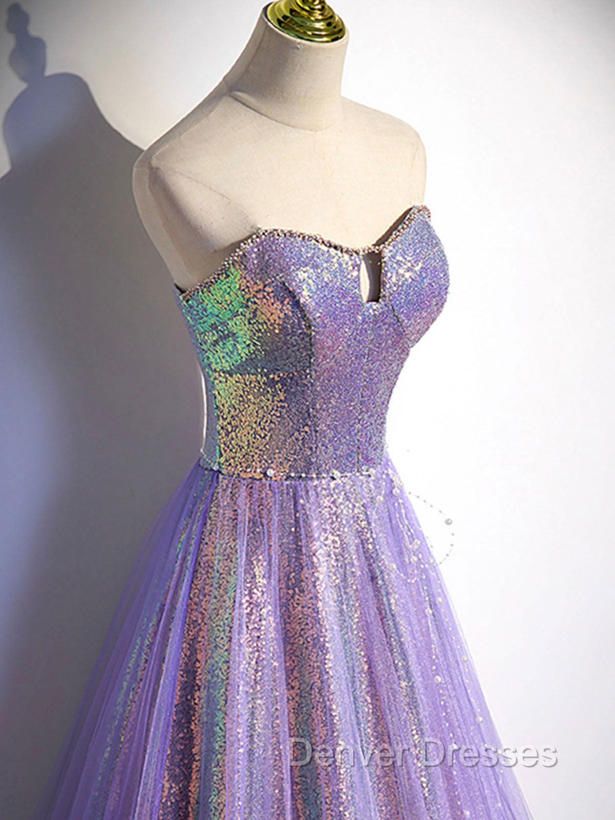 Purple Sweetheart Neck Long Prom Dress Purple Formal Party Dress