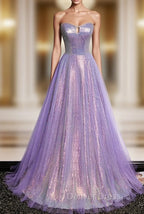 Purple Sweetheart Neck Long Prom Dress Purple Formal Party Dress