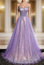 Purple Sweetheart Neck Long Prom Dress Purple Formal Party Dress