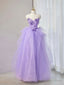 Purple Sweetheart Neck Tulle Applique Long Prom Dress, Purple Long Sweet 16 Dress