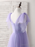 Purple Sweetheart Neck Tulle Long Prom Dress Purple Bridesmaid Dress