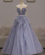 Purple Sweetheart Neck Tulle Sequin Long Prom Dress, Purple Ball Gown Graduation Dress