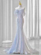 Purple’Ã?Sweetheart Sequin Mermaid Gown-Fairytale Beaded Tulle Train Long Prom Dress For Events
