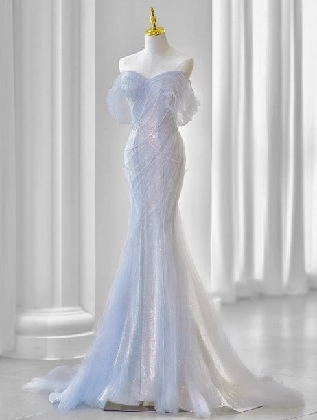 Purple’Ã?Sweetheart Sequin Mermaid Gown-Fairytale Beaded Tulle Train Long Prom Dress For Events