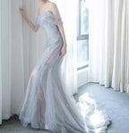 Purple’Ã?Sweetheart Sequin Mermaid Gown-Fairytale Beaded Tulle Train Long Prom Dress For Events