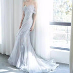 Purple’Ã?Sweetheart Sequin Mermaid Gown-Fairytale Beaded Tulle Train Long Prom Dress For Events