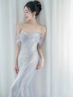 Purple’Ã?Sweetheart Sequin Mermaid Gown-Fairytale Beaded Tulle Train Long Prom Dress For Events
