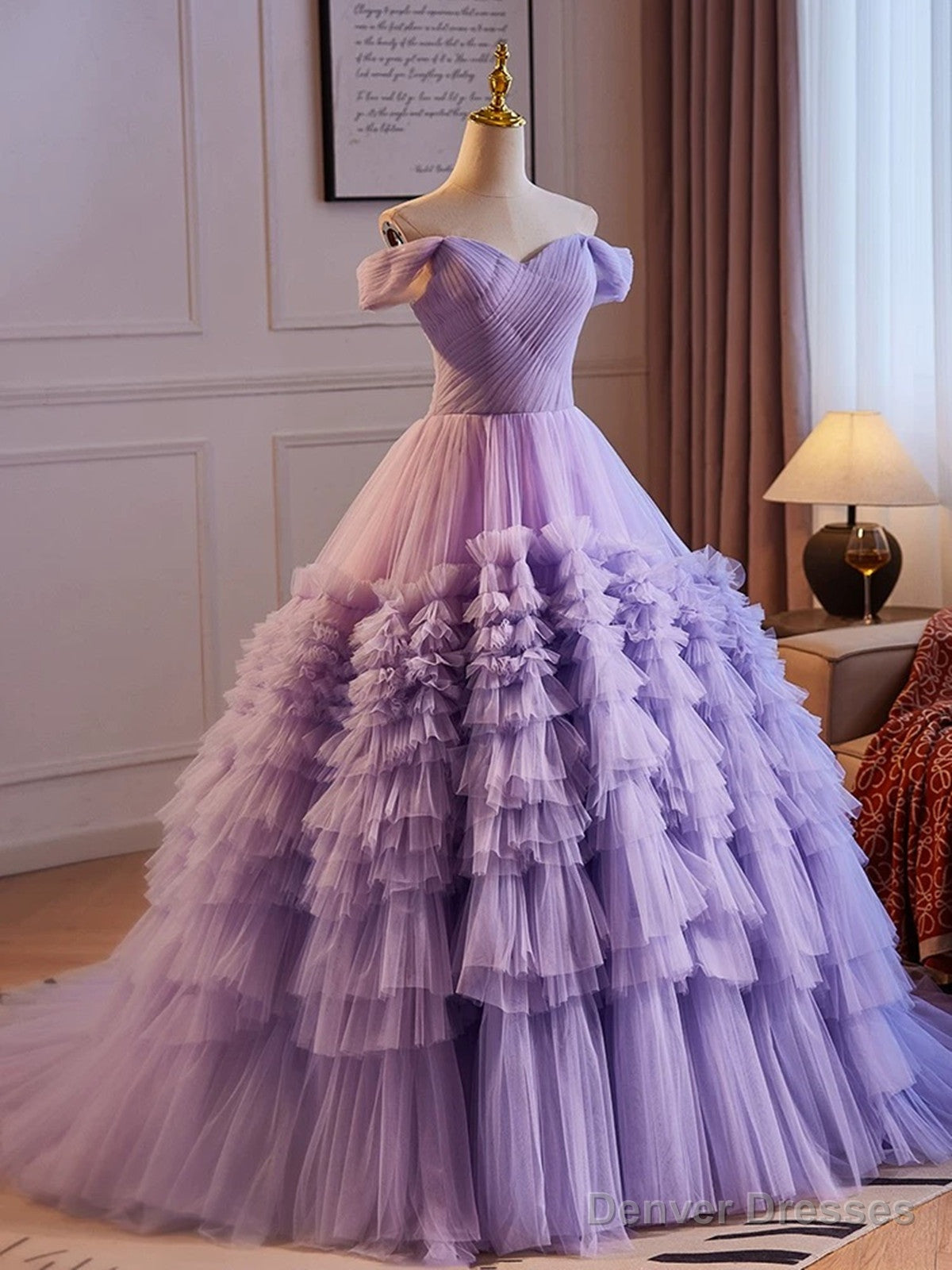 Purple Sweetheart Tulle Layers Sweet 16 Dress, Purple Tulle Long Prom Dress Secondary image