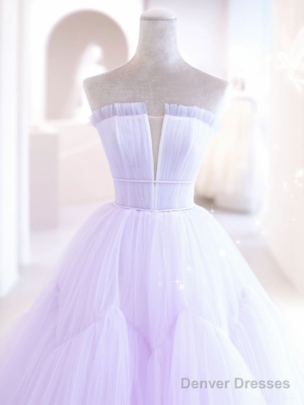 Purple  Tulle A Line Long Prom Dress, Tulle Long Evening Dress Secondary image