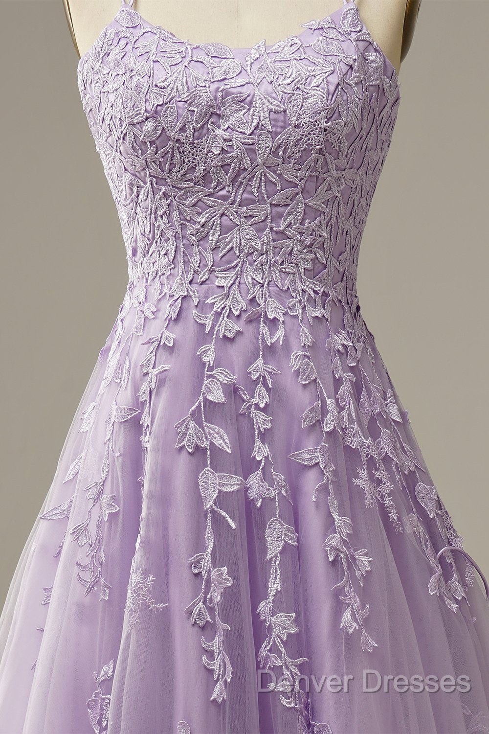 Purple Tulle Lace Long Prom Dress Formal Dress
