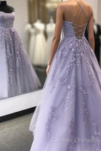 Purple Tulle Lace Long Prom Dress Formal Dress