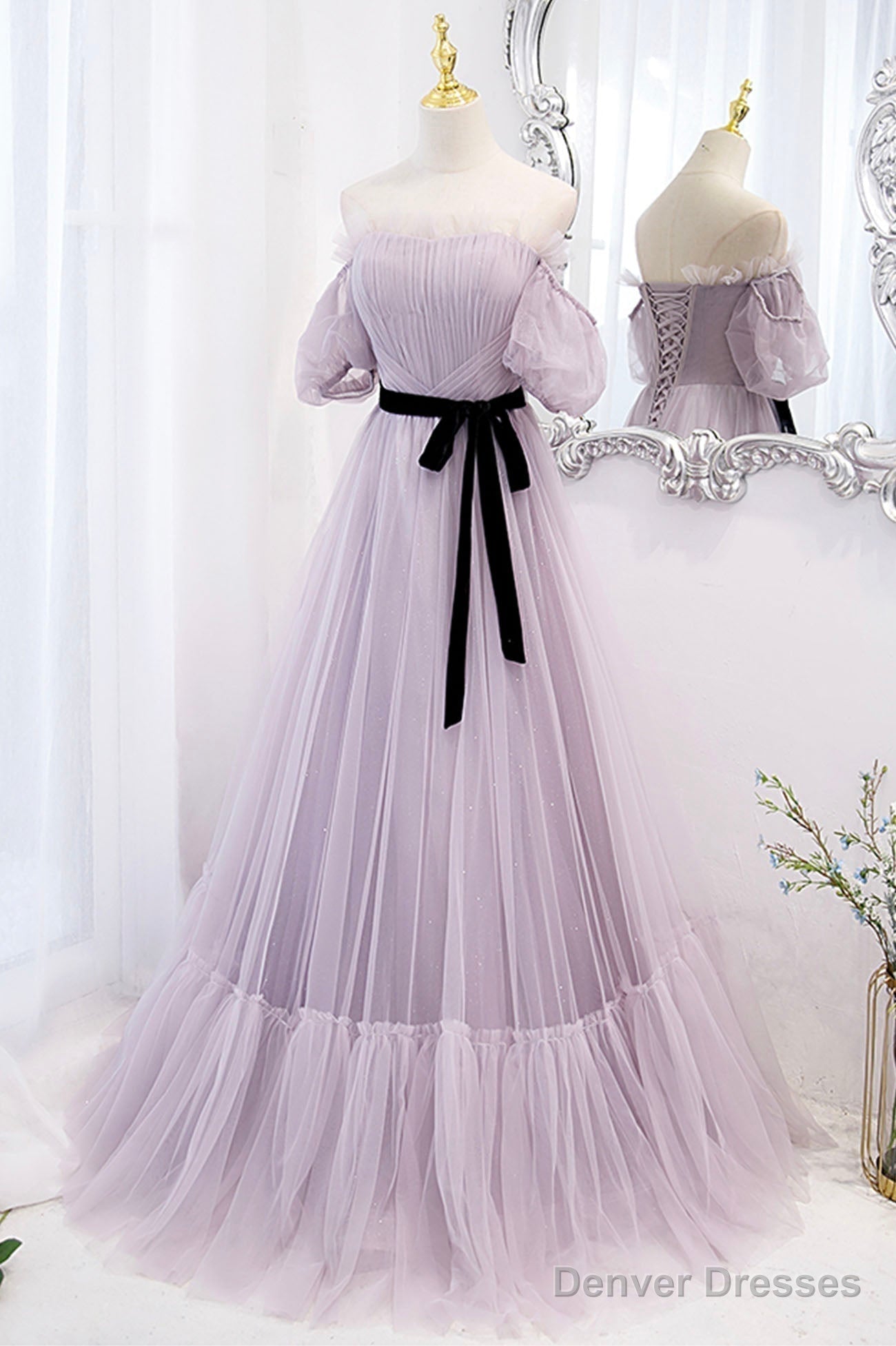 Purple Tulle Long A-Line Prom Dress, Purple Evening Formal Dress Main image