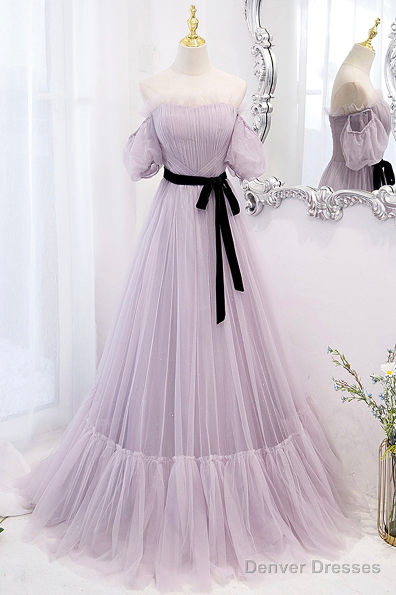 Purple Tulle Long A-Line Prom Dress, Purple Evening Formal Dress Secondary image