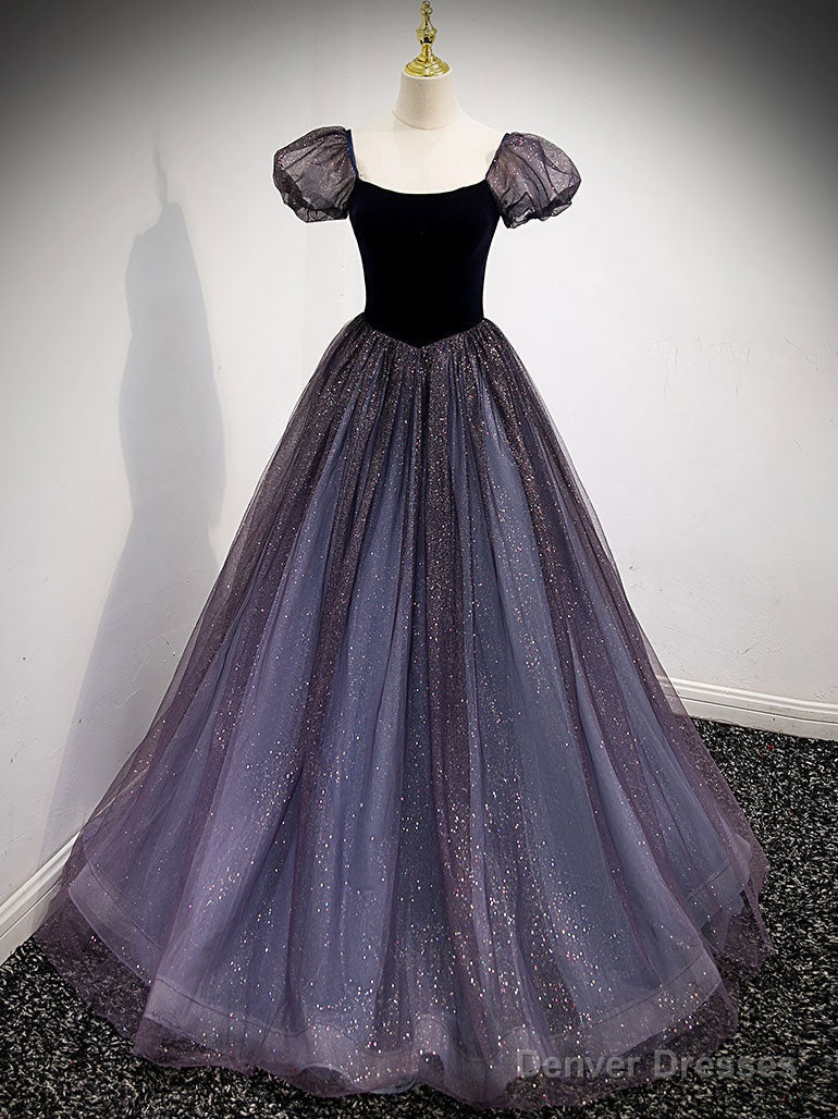 Purple Tulle Long Prom Dresses, Purple Formal Graduation Dresses Secondary image