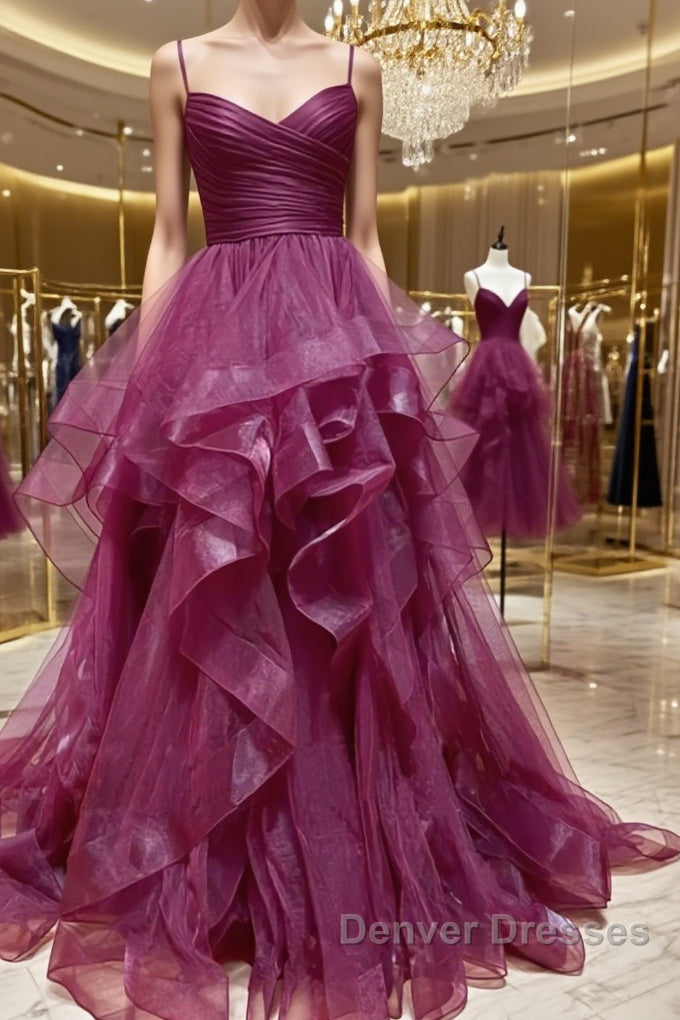 Purple Tulle Long Prom Dress, Purple Tulle Long Formal Evening Dress Main image