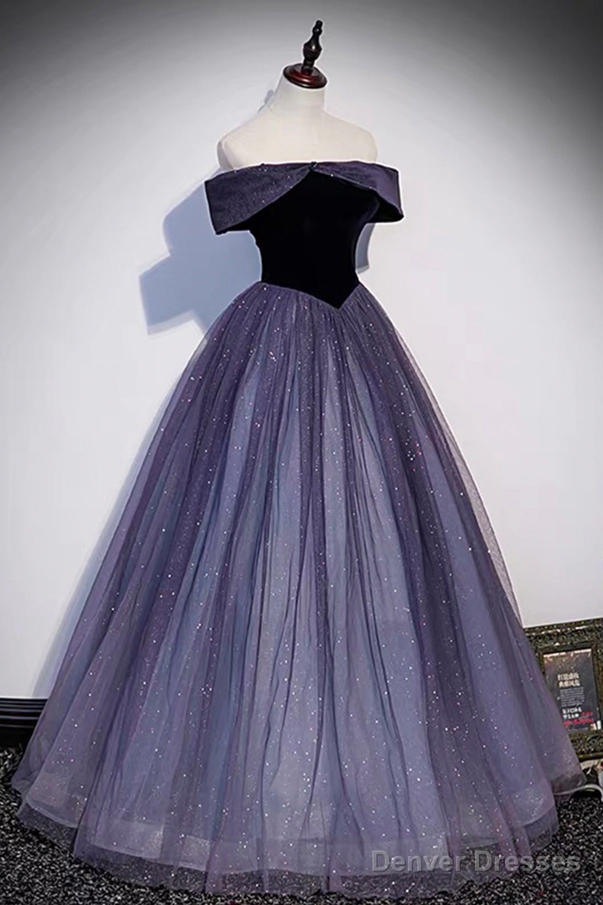 Purple Tulle Off the Shoulder Prom Dress, A-Line Evening Party Dress Secondary image