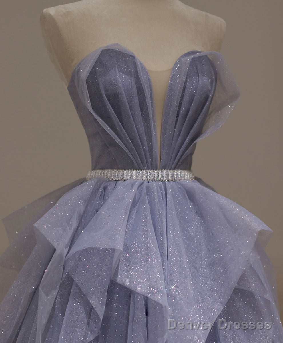 Purple Tulle Sequin Long Prom Dress Purple Sequin Evening Dress Secondary image