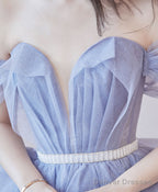 Purple Tulle Sequin Long Prom Dress Purple Sequin Evening Dress