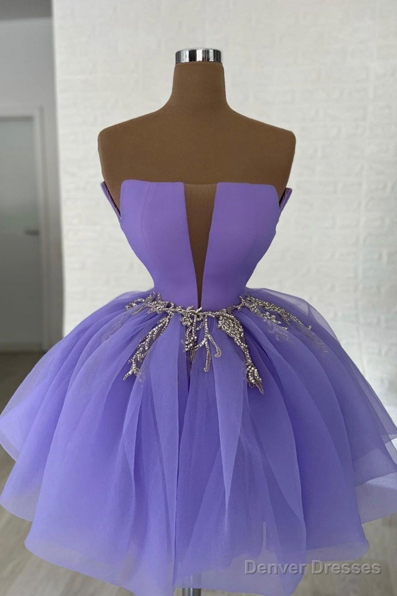 Purple Tulle Sequins Short A-Line Prom Dress, Cute Homecoming Party Dress Main image