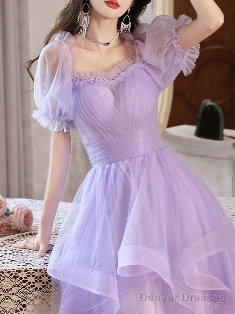 Purple Tulle Short Prom Dress, Purple Homecoming Dress Secondary image