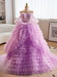 Purple Tulle Tiers Sweetheart Prom Dress