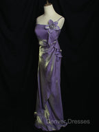 Purple Vintage Floral Embellished Sheath Gown Evening Dress
