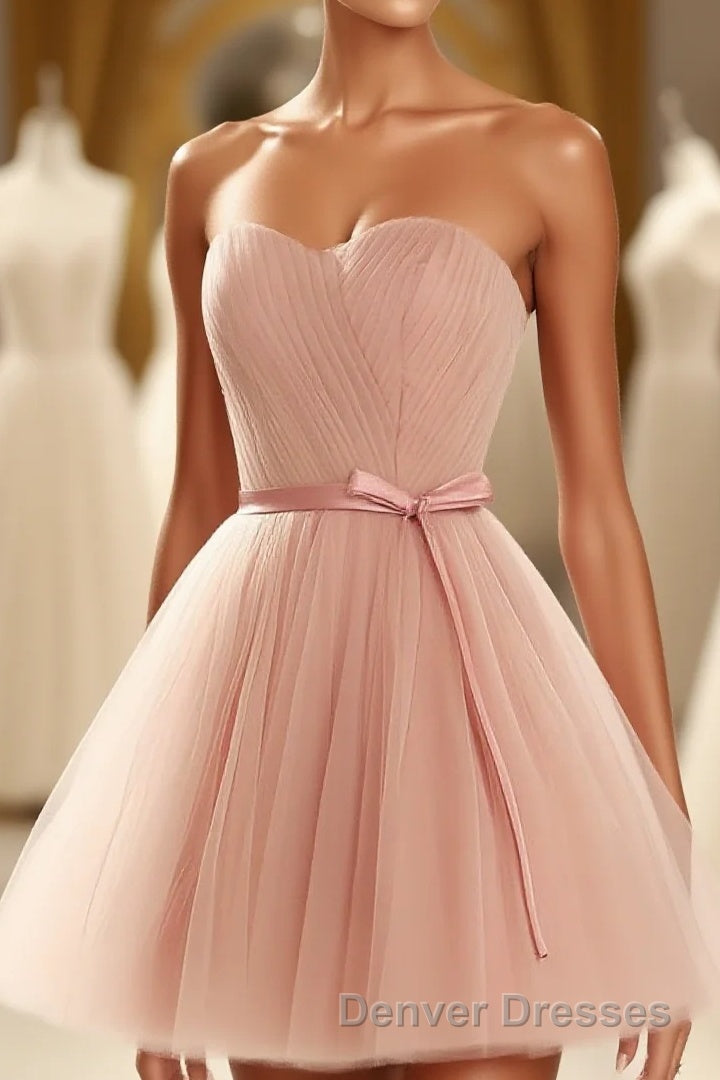 Cute Sweetheart Neck Tulle Short Prom Dress, Bridesmaid Dress Main image