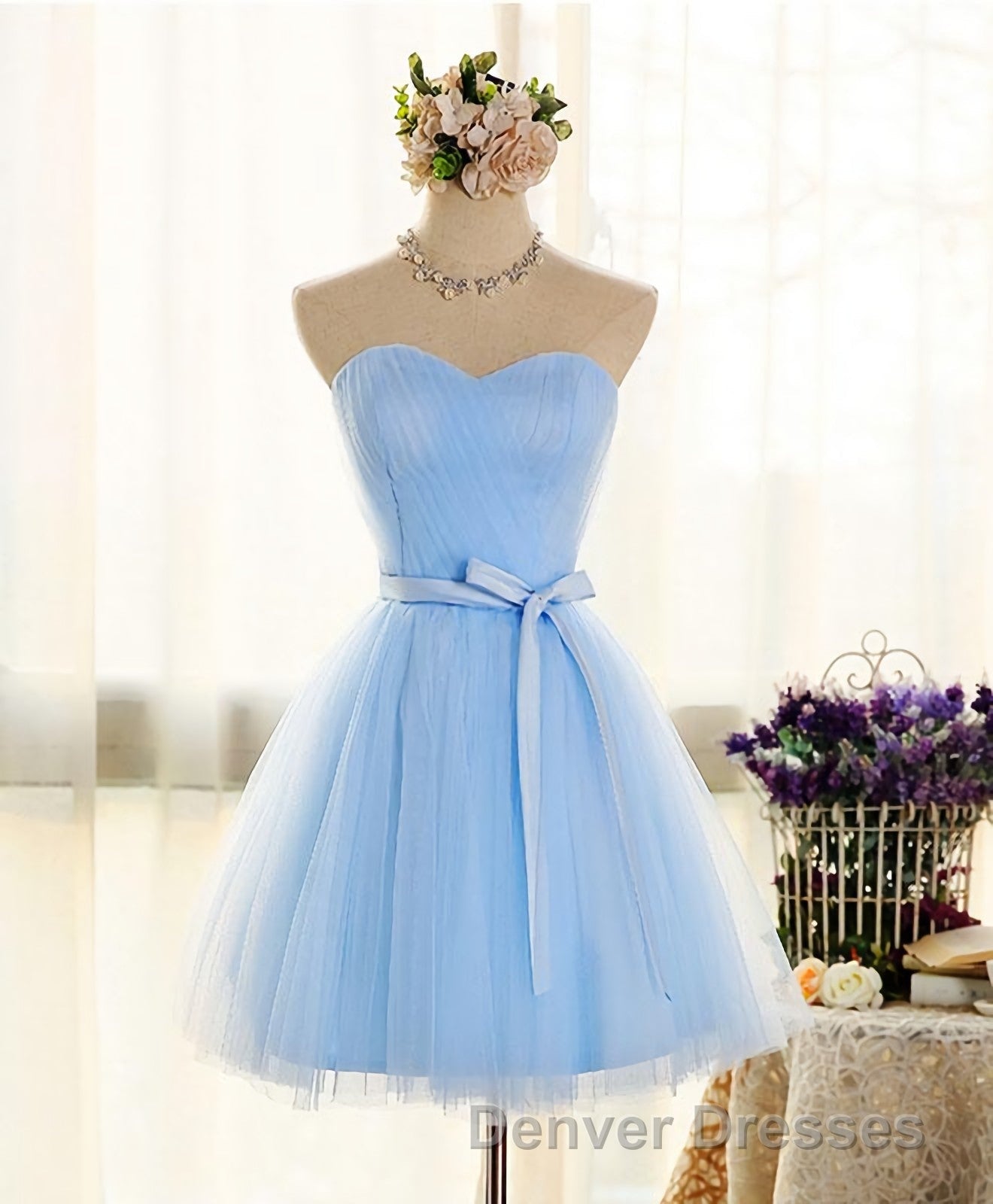 Cute Sweetheart Neck Tulle Short Prom Dress, Bridesmaid Dress