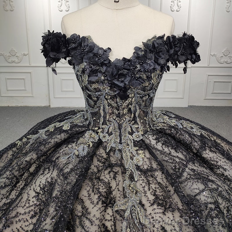 Quinceanera Black Off-the-Shoulder Ball Gown Dress