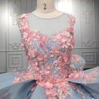 Quinceanera Blue Flower Ball Gown Dress