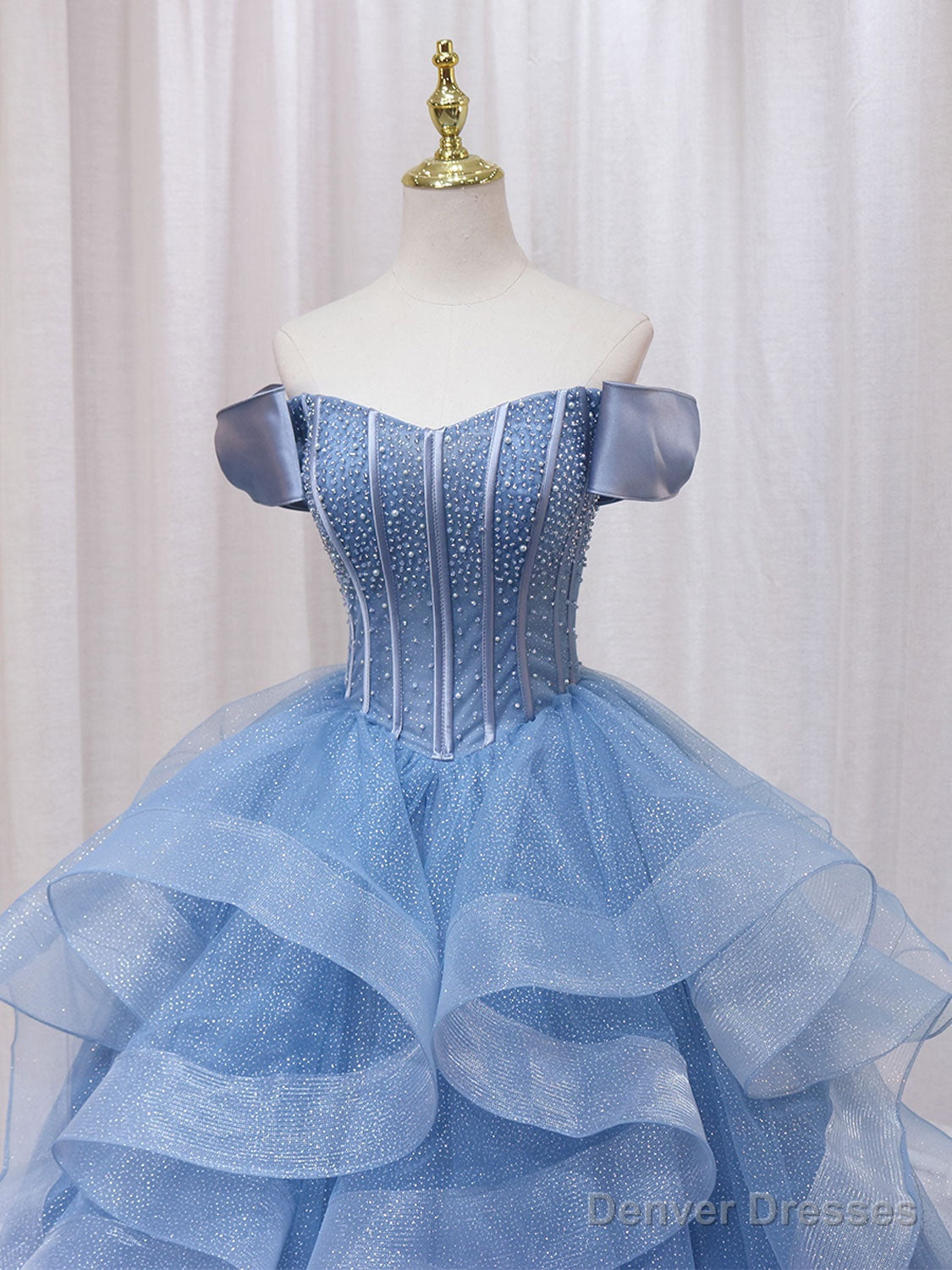 Quinceanera Dress A-Line Blue Tulle Long Prom Dress Blue Sweet Dress Secondary image