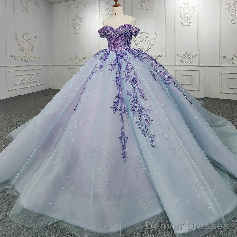 Quinceanera Dress Charming Off-the-shoulder Prom Dresses Appliques Lace Up Ball Gown with Sequins Secondary image