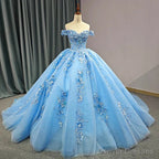 Quinceanera Dress Elegant Sweetheart Off-the-shoulder Appliques Ball Gown