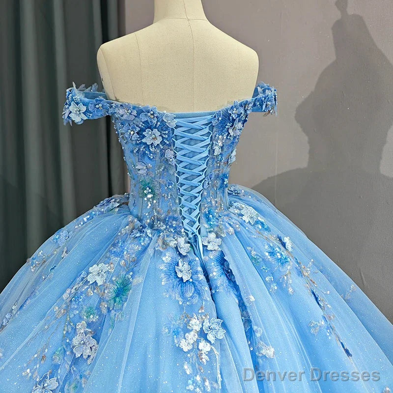 Quinceanera Dress Elegant Sweetheart Off-the-shoulder Appliques Ball Gown