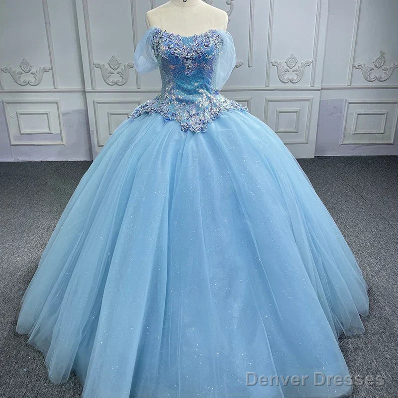 Quinceanera Dress Princess Cap sleeve Ball Gown Sequins Square Collar Evening Party Dresses